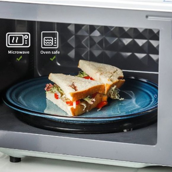 10" Ceramic Dinner Plates - Large Porcelain Dinner Plates - Set of 4 (Blue) - Picture 6 of 13